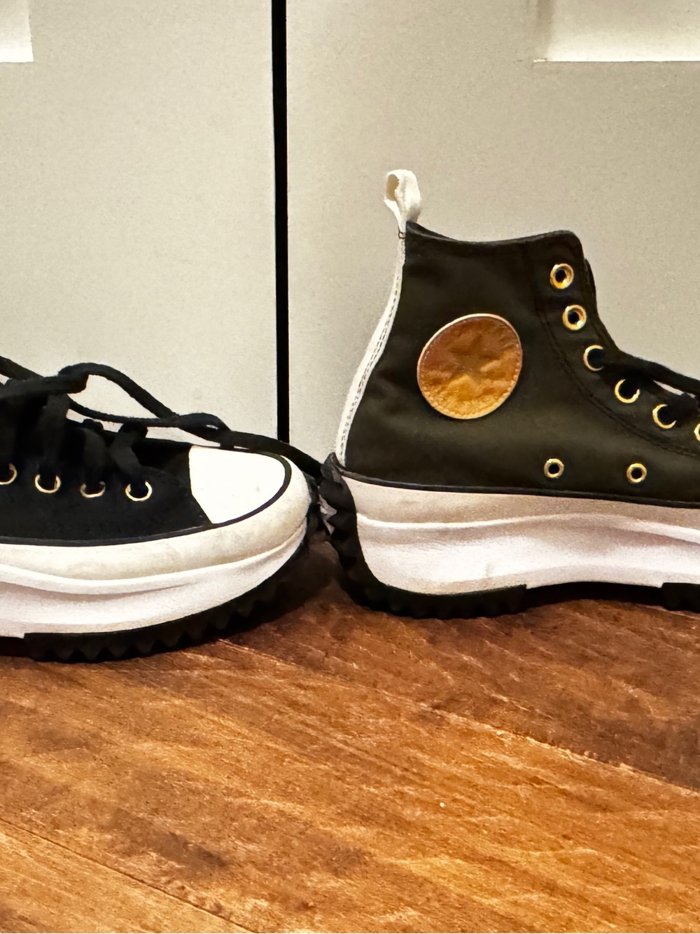 Converse High-Top Platform Sneakers black & green with gold accents
